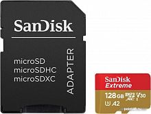 Купить Флеш карта microSDXC 128Gb Class10 Sandisk SDSQXA1-128G-GN6MA Extreme + adapter в Липецке