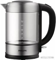 Купить Чайник электрический Philips HD9342/01 1.5л. 220Вт серебристый/черный (корпус: нержавеющая сталь/стекло) в Липецке