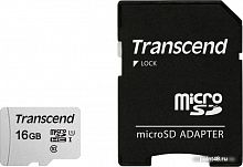 Купить Карта памяти Transcend MicroSDHC 16Gb, Class 10 UHS-I U-1, скорость чтения 95Мб/сек (с адаптером SD) в Липецке