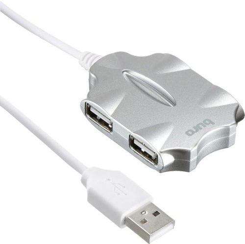 Разветвитель USB 2.0 Buro BU-HUB4-0.5-U2.0-Candy 4порт. серебристый