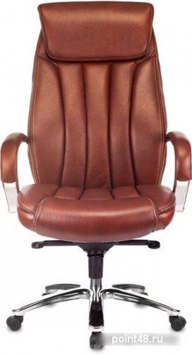 Кресло руководителя Бюрократ T-9922SL светло-коричневый Leather Eichel кожа крестовина металл хром фото 2