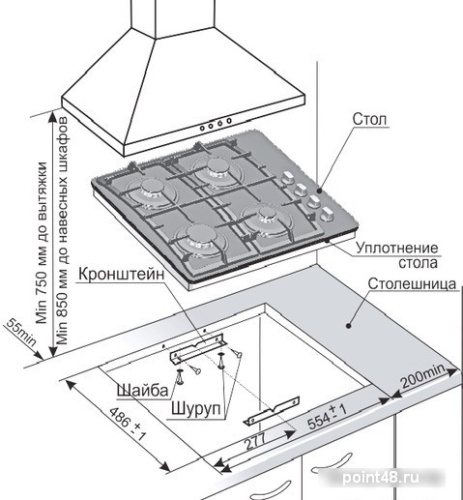 Газовая варочная панель GEFEST СГ СВН 2230 К19 количество конфорок 4, цвет черный с рисунком в Липецке фото 2