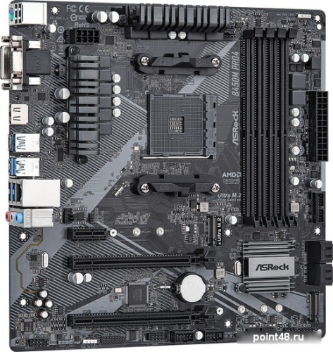 Материнская плата Asrock B450M PRO4 R2.0 Soc-AM4 AMD B450 4xDDR4 mATX AC`97 8ch(7.1) GbLAN RAID+VGA+DVI+HDMI фото 2