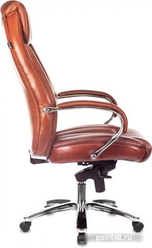 Кресло руководителя Бюрократ T-9922SL светло-коричневый Leather Eichel кожа крестовина металл хром фото 3