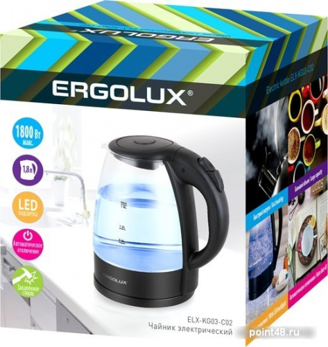 Купить Чайник ERGOLUX ELX-KG03-C02 черный 1,8л в Липецке фото 3