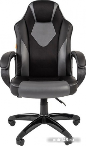 Кресло игровое Chairman Game 17, экокожа черная/серая, механизм качания фото 2