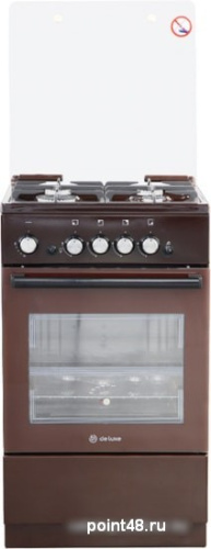 Плита Газовая De Luxe 5040.32г (кр) ЧР белый (стеклянная крышка) реш.чугун в Липецке