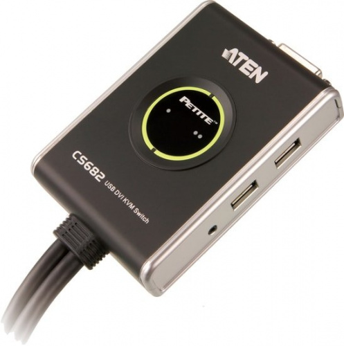 Купить KVM-переключатель ATEN (CS682-AT) KVM+Audio, 1 user USB+DVI-D => 2 cpu USB+DVI-D, со встр.шнурами US в Липецке фото 2