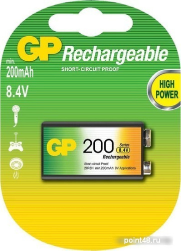 Купить Аккумулятор GP 20R8H 9V NiMH 200mAh (1шт) в Липецке