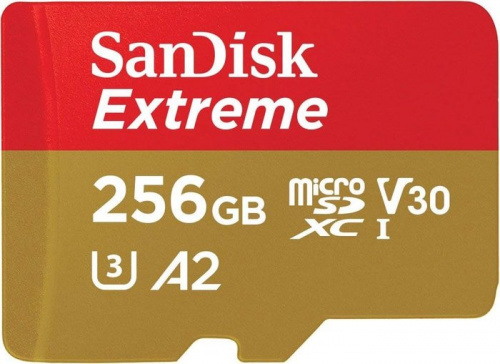 Купить Флеш карта microSDXC 256Gb Class10 Sandisk SDSQXA1-256G-GN6MA Extreme + adapter в Липецке фото 2
