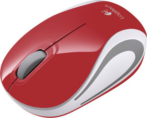 Купить Мышь Logitech Mini M187 красный/серый оптическая (1000dpi) беспроводная USB для ноутбука (2but) в Липецке фото 2