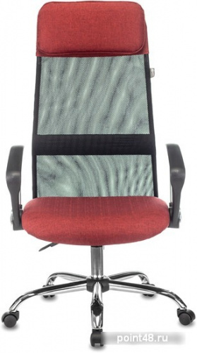 Кресло руководителя Бюрократ KB-6N черный TW-01 сиденье красный 38-410 сетка/ткань с подголов. крестовина металл хром фото 2