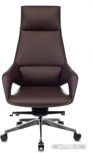 Кресло руководителя Бюрократ _DAO-2 коричневый кожа с подголов. крестовина алюминий фото 2