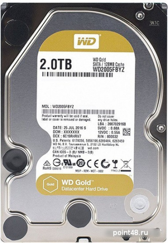 Жесткий диск WD Original SATA-III 2Tb WD2005FBYZ Gold (7200rpm) 128Mb 3.5