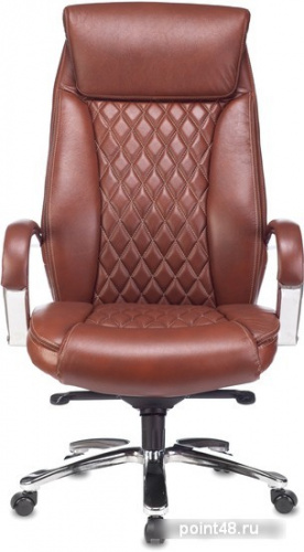 Кресло руководителя Бюрократ T-9924SL светло-коричневый Leather Eichel кожа крестовина металл хром фото 2
