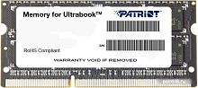 Память DDR3L 4Gb 1600MHz Patriot PSD34G1600L81S RTL PC3-12800 CL11 SO-DIMM 204-pin 1.35В dual rank