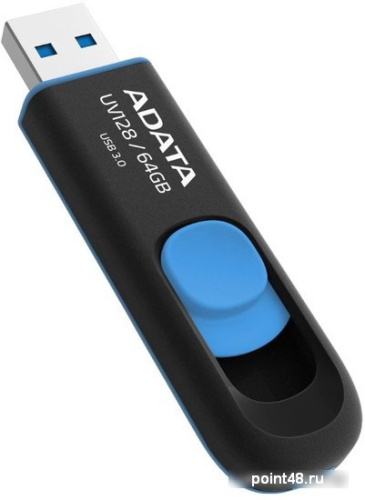 Купить USB Flash A-Data DashDrive UV128 Black/Blue 64GB (AUV128-64G-RBE) в Липецке фото 3