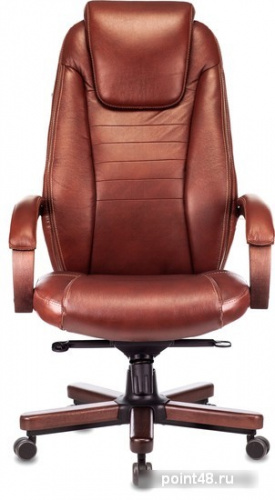 Кресло руководителя Бюрократ T-9923WALNUT светло-коричневый Leather Eichel кожа крестовина металл/дерево фото 2