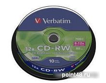 Купить Диск CD-RW Verbatim 700Mb 10x Cake Box (10шт) (43480) в Липецке