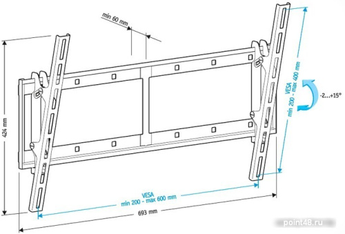 Купить Кронштейн для телевизора Holder LCD-T6606 черный 42 -65  макс.60кг настенный наклон в Липецке фото 2