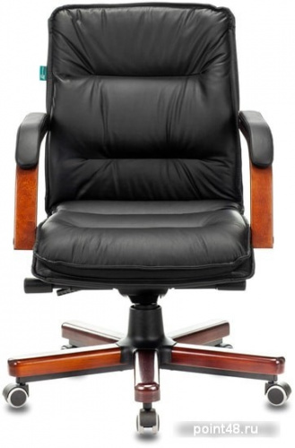 Кресло руководителя Бюрократ T-9927WALNUT-LOW черный кожа низк.спин. крестовина металл/дерево фото 2