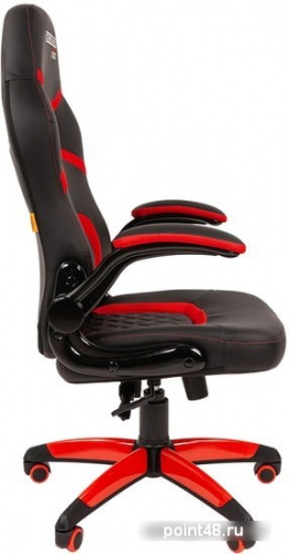 Кресло игровое Chairman Game 18, экокожа черная/ткань красная, механизм качания, откидной подлокотник фото 3