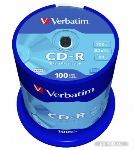 Купить Диск CD-R 700Mb Verbatim 52x Cake Box (100шт) в Липецке фото 2