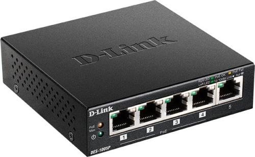 Купить Коммутатор D-Link DES-1005P/B1A 5x100Mb 4PoE 60W неуправляемый в Липецке фото 2