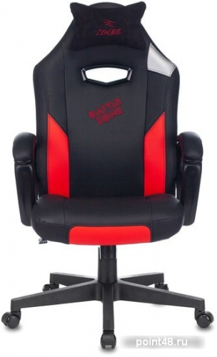 Кресло игровое Zombie HERO BATTLEZONE черный/красный искусственная кожа с подголов. крестовина пластик фото 2
