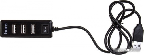 Разветвитель USB 2.0 Buro BU-HUB4-0.5L-U2.0 4порт. черный фото 3