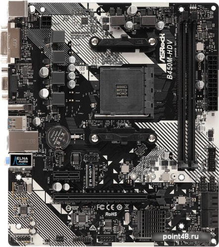 Материнская плата Asrock B450M-HDV R4.0 Soc-AM4 AMD B450 2xDDR4 mATX AC`97 8ch(7.1) GbLAN RAID+VGA+DVI+HDMI