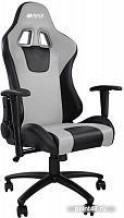 Игровое кресло HIPER HGS-104 чёрно-серое (кожа-PU, 2D подлокотник, газлифт класс 3) (HGS-104-BK/GREY)