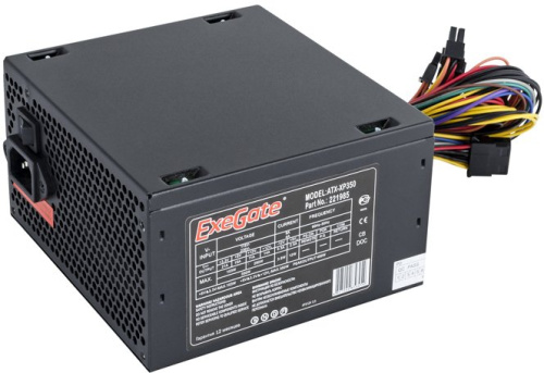 Блок питания 350W Exegate XP350, ATX, black, 12cm fan, 24p+4p, 3*SATA, 2*IDE, FDD