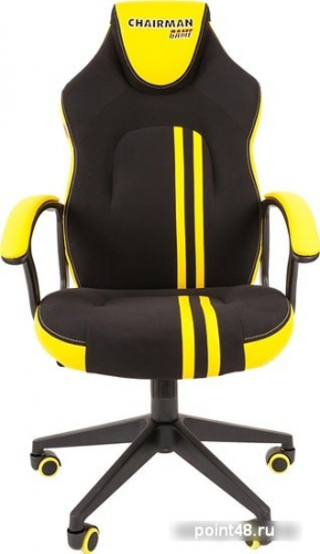 Кресло игровое Chairman Game 26, экокожа черная/желтая, механизм качания фото 2