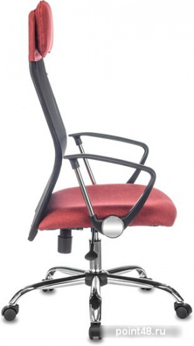 Кресло руководителя Бюрократ KB-6N черный TW-01 сиденье красный 38-410 сетка/ткань с подголов. крестовина металл хром фото 3