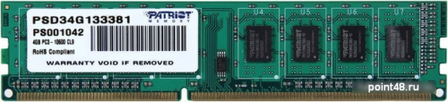 Память DDR3 4Gb 1333MHz Patriot PSD34G133381 RTL PC3-10600 CL9 DIMM 240-pin 1.5В