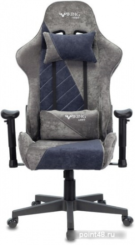 Кресло игровое Zombie VIKING X Fabric серый/темно-синий с подголов. крестовина пластик фото 2
