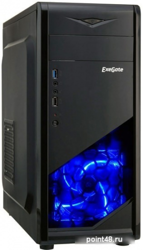 Корпус Exegate EX289683RUS  EVO-8205-NPX500 (ATX, БП 500NPX с вент. 12см, 1*USB+1*USB3.0, HD аудио, черный с голубой подсветкой)