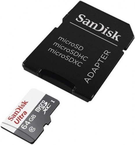Купить Флеш карта microSDXC 64Gb Class10 Sandisk SDSQUNR-064G-GN3MA Ultra + adapter в Липецке фото 2