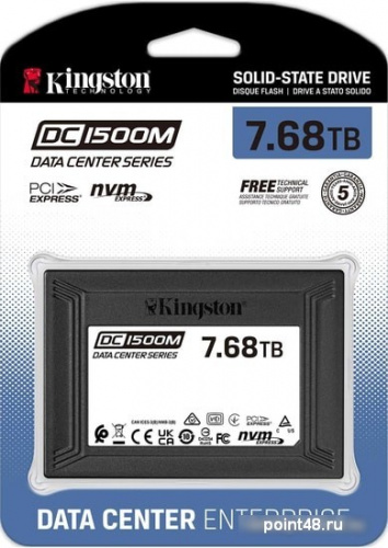 Накопитель SSD Kingston PCI-E 3.0 7.5Tb SEDC1500M/7680G DC1500M 2.5  1.6 DWPD фото 3