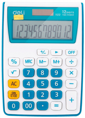 Купить Калькулятор настольный Deli E1122/BLUE синий 12-разр. в Липецке
