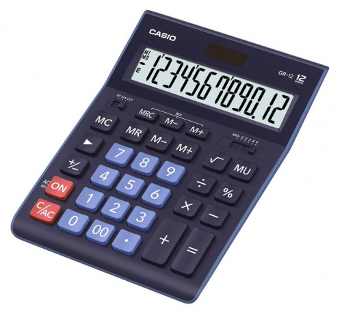 Купить Калькулятор настольный Casio GR-12BU темно-синий 12-разр. в Липецке