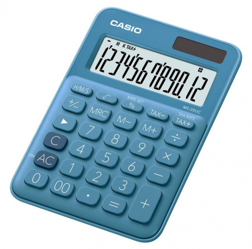 Купить Калькулятор настольный Casio MS-20UC-BU-S-EC синий 12-разр. в Липецке