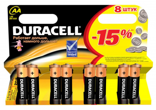 Купить Батарея Duracell Basic LR6-8BL MN1500 AA (8шт) в Липецке фото 2