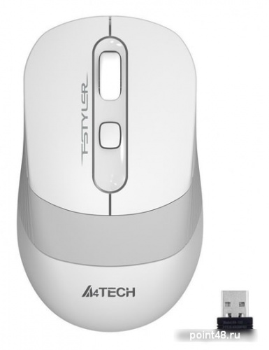 Купить Мышь A4Tech Fstyler FG10S белый/серый оптическая (2000dpi) silent беспроводная USB (4but) в Липецке фото 2