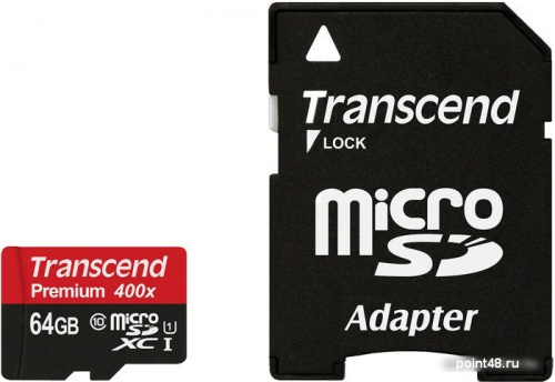 Купить Карта памяти microSDXC UHS-I TRANSCEND 64 ГБ, Class 10, TS64GUSDU1, 1 шт., переходник SD в Липецке