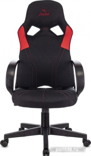 Кресло игровое ZOMBIE RUNNER RED, PL, ткань/экокожа, черный/красный, топ-ган фото 2